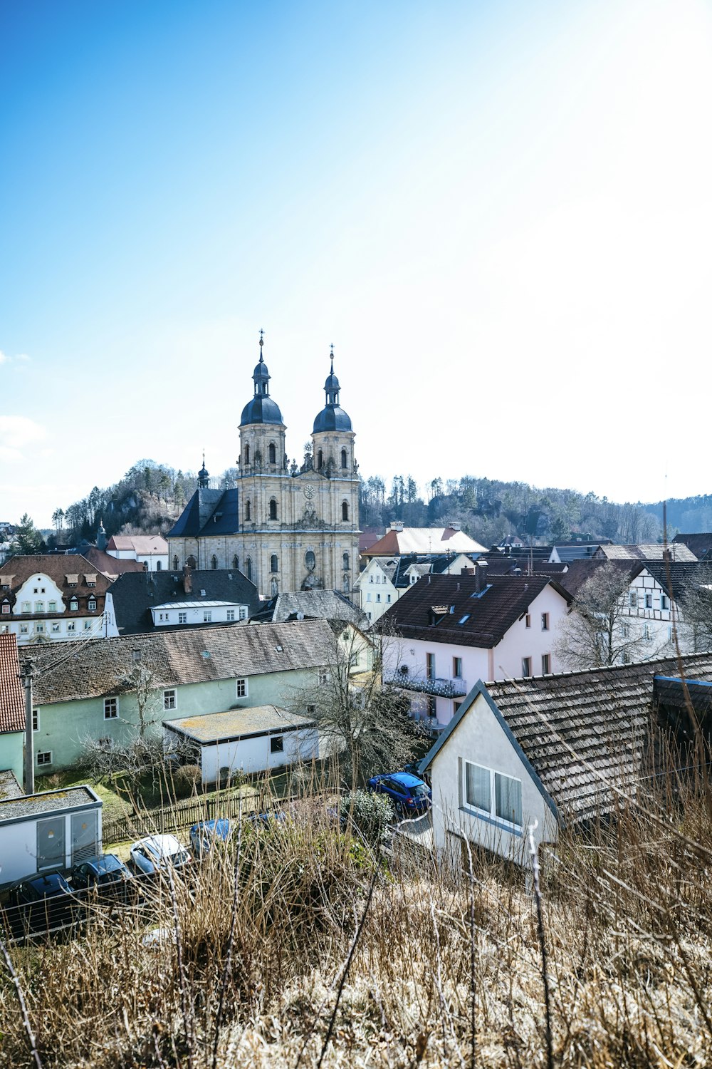 a group of buildings with a tower