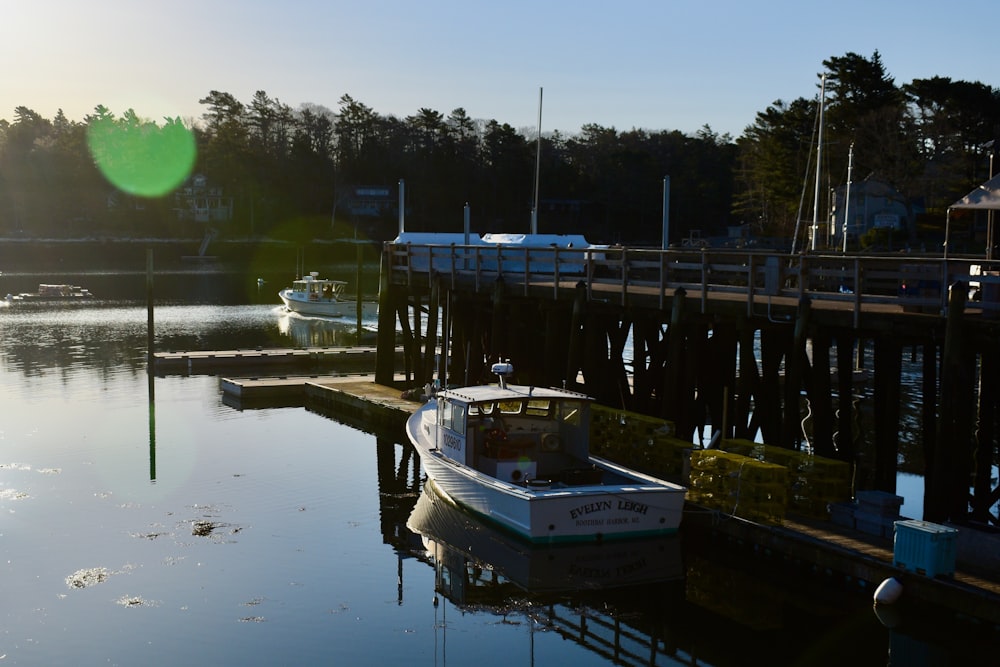 a boat docked at a pier