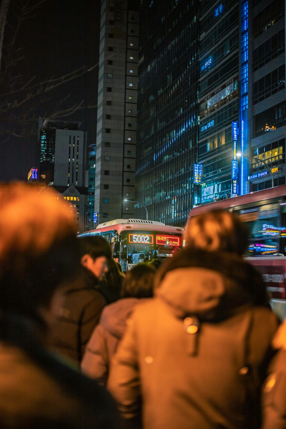 a group of people in a city