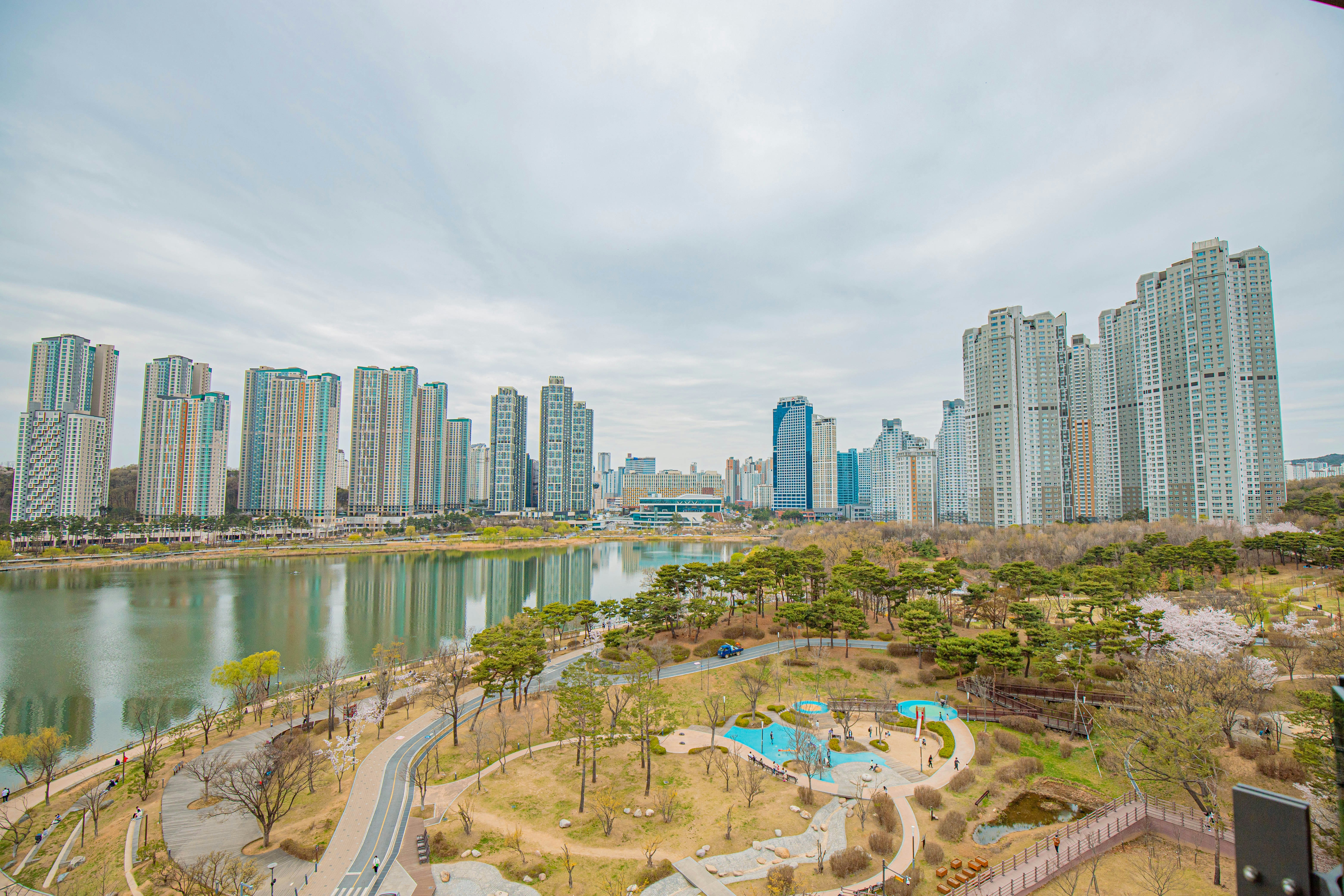目の前に水域がある街のスカイライン