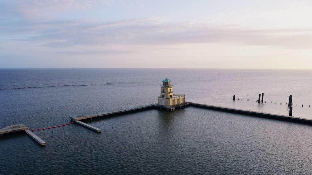 a lighthouse on a pier