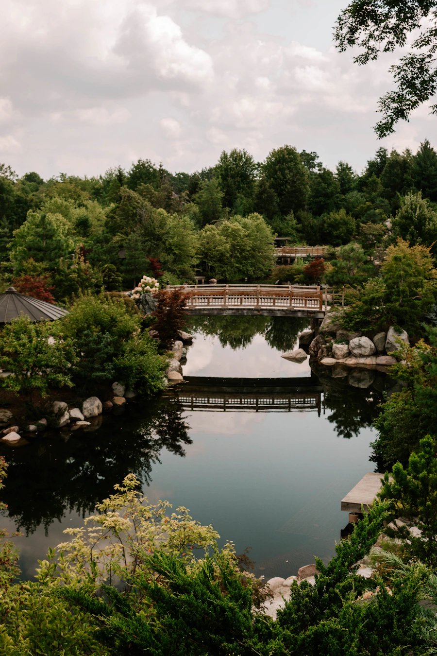 Bridge and water in the Japanese Garden at Frederik Meijer Gardens