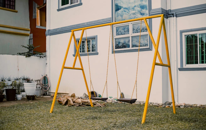 a yellow house being built