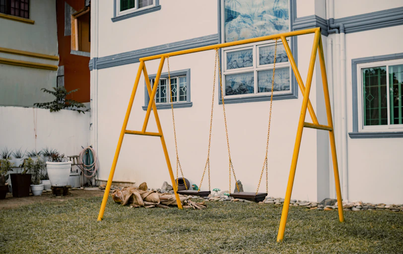 a yellow house being built