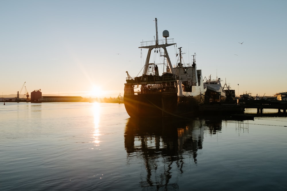 a large ship in the water