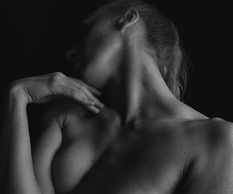 a person holding the head