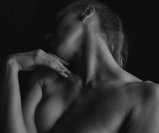 a person holding the head