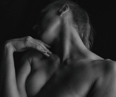 a person holding the head