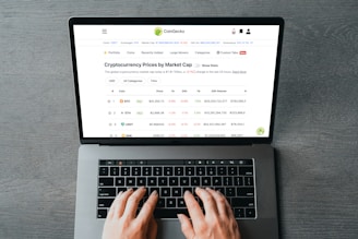 a person's hands on a laptop