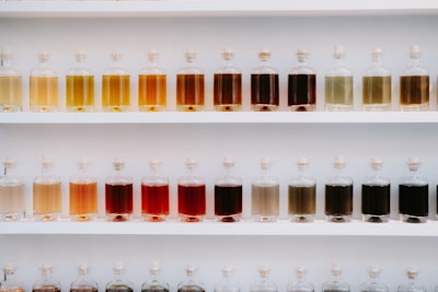 a group of bottles on a shelf