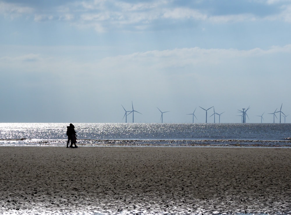 a person walking on a beach