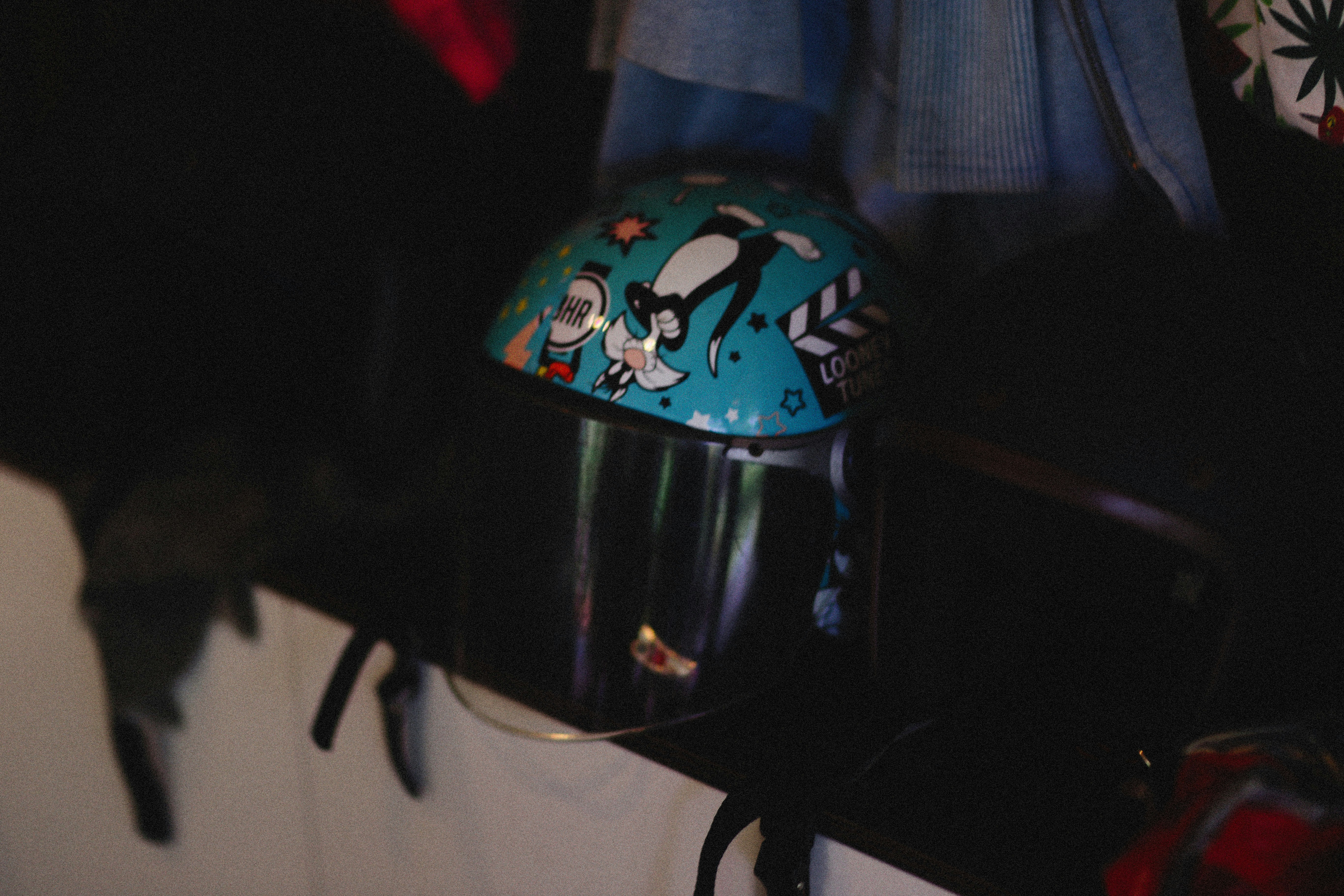 a helmet on a person's head