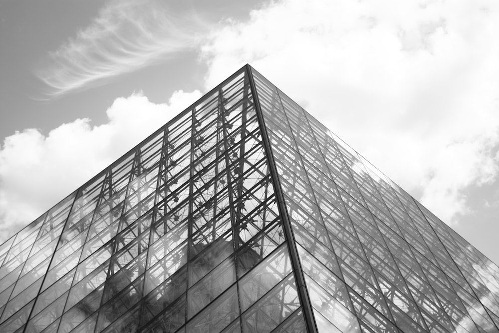 a tall building with glass windows