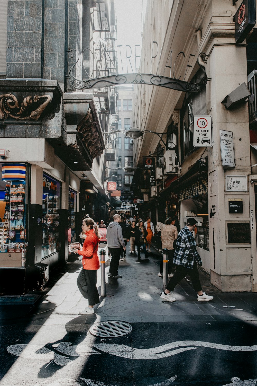 people walking in a street