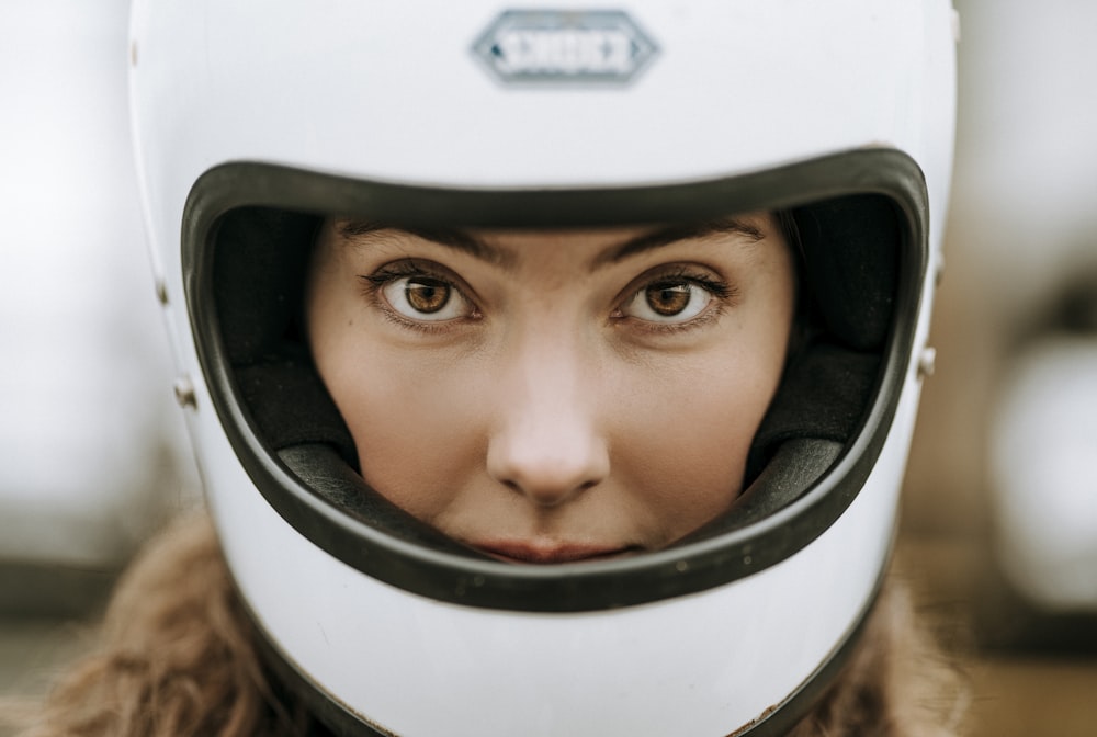 a person wearing a helmet