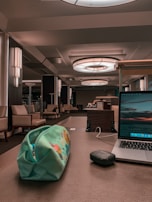 Sophisticated office space with warm colors and sleek design elements