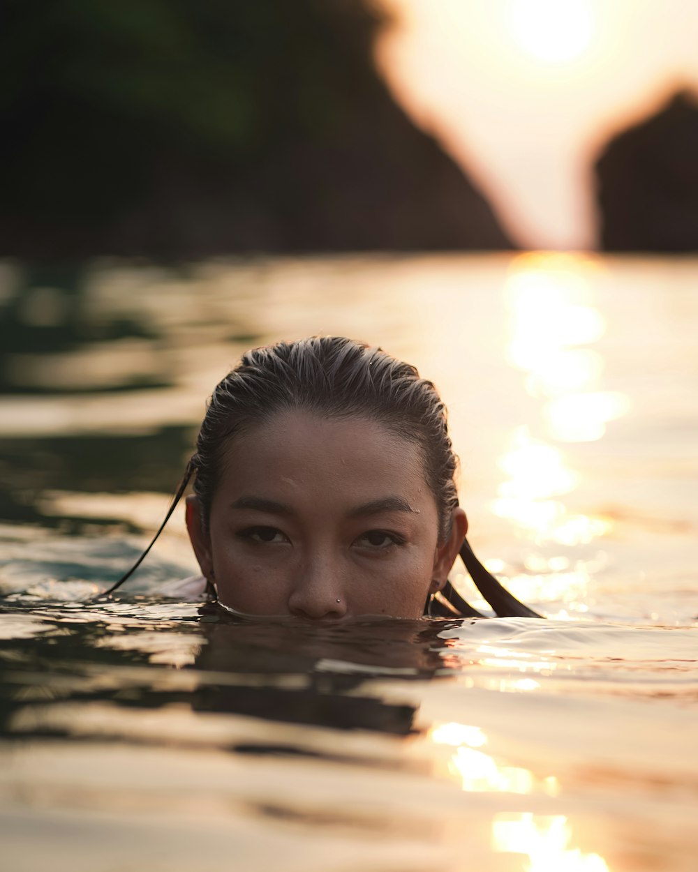 a person swimming in water