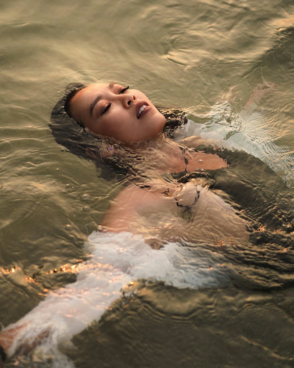 a person swimming in water