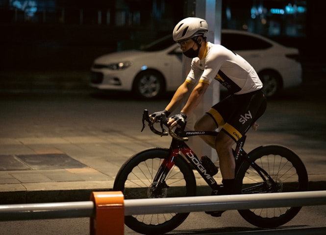 a man riding a bicycle