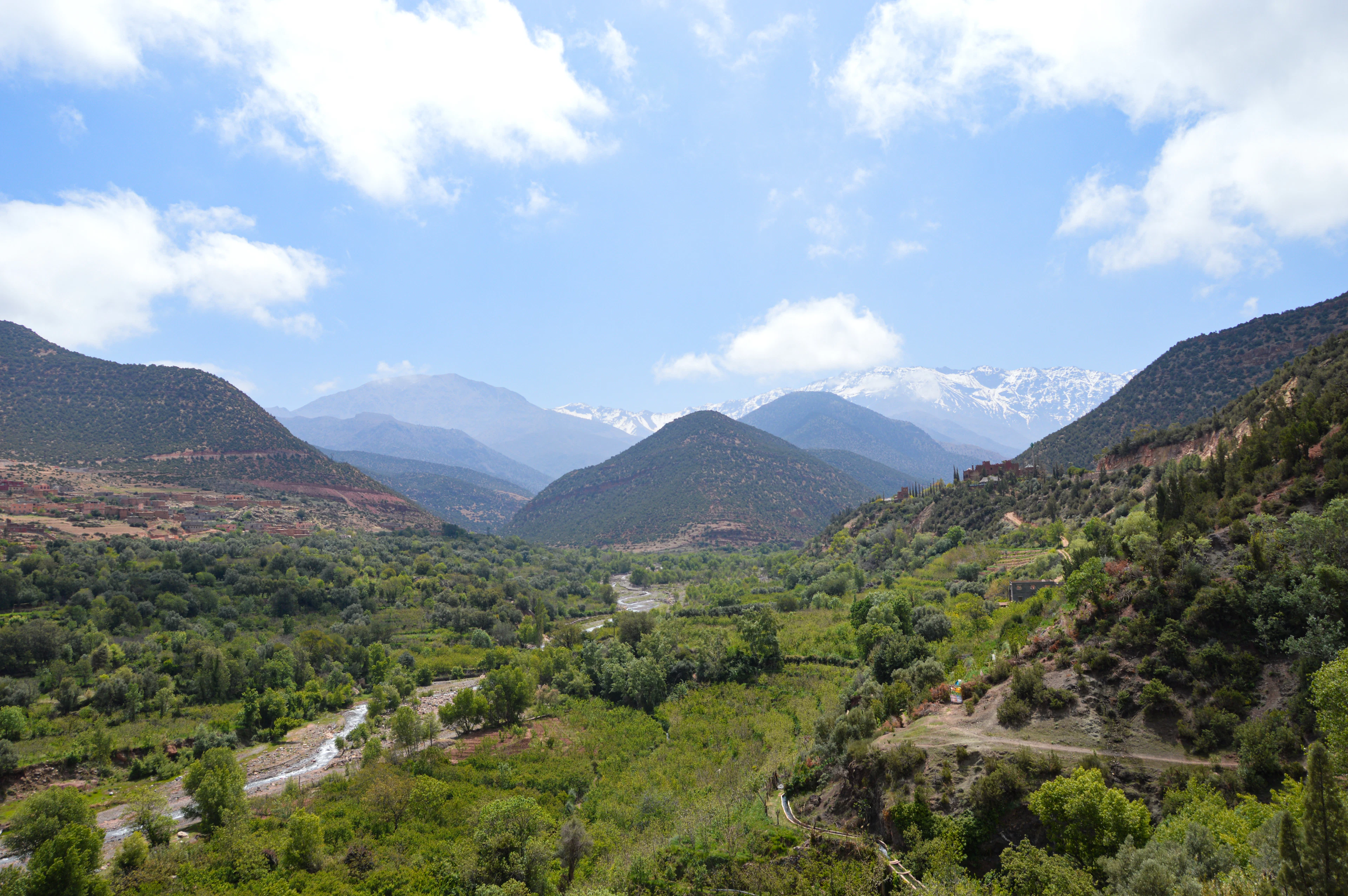 A green valley near Asni, looking up towards the High Atlas