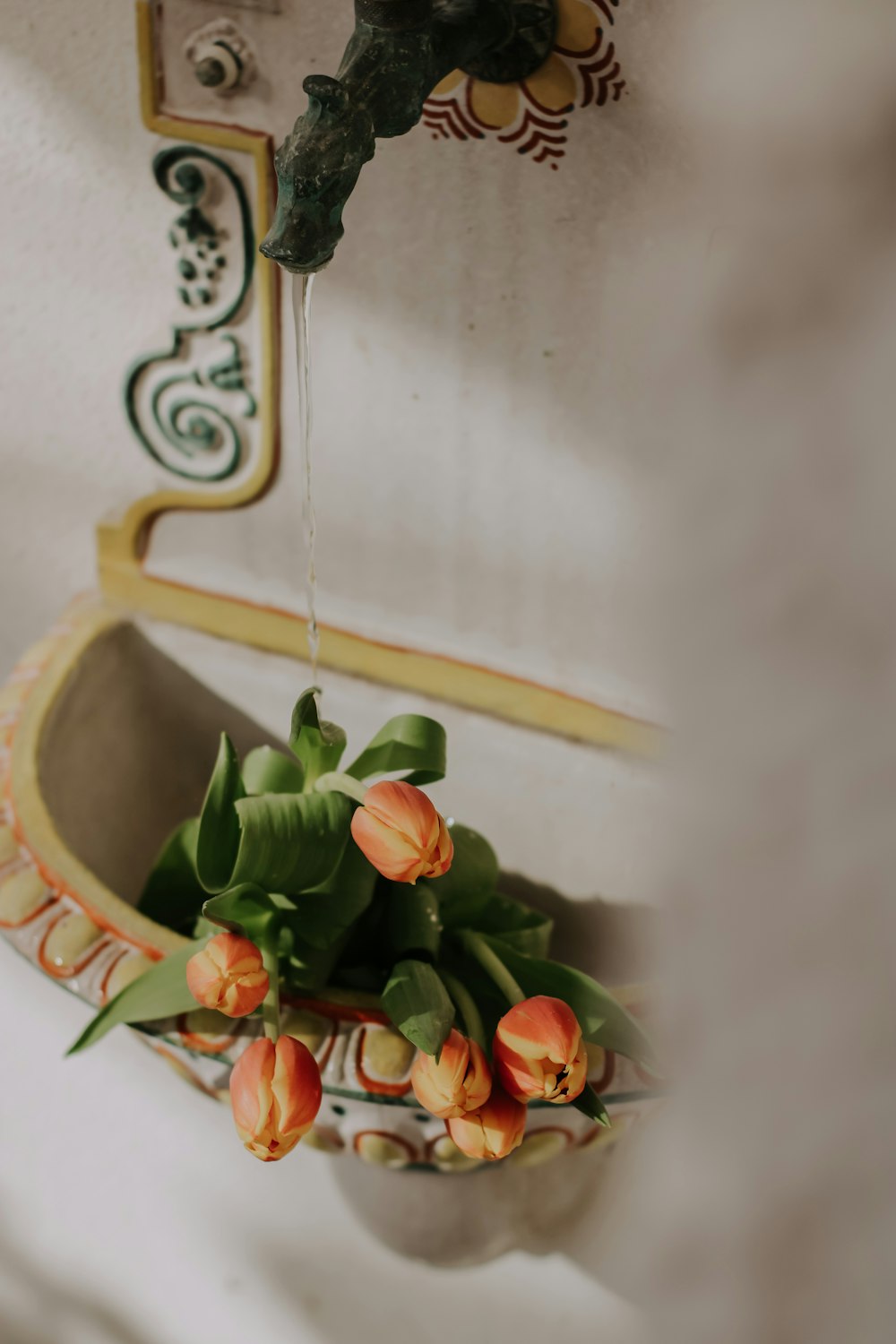 a vase of flowers on a table