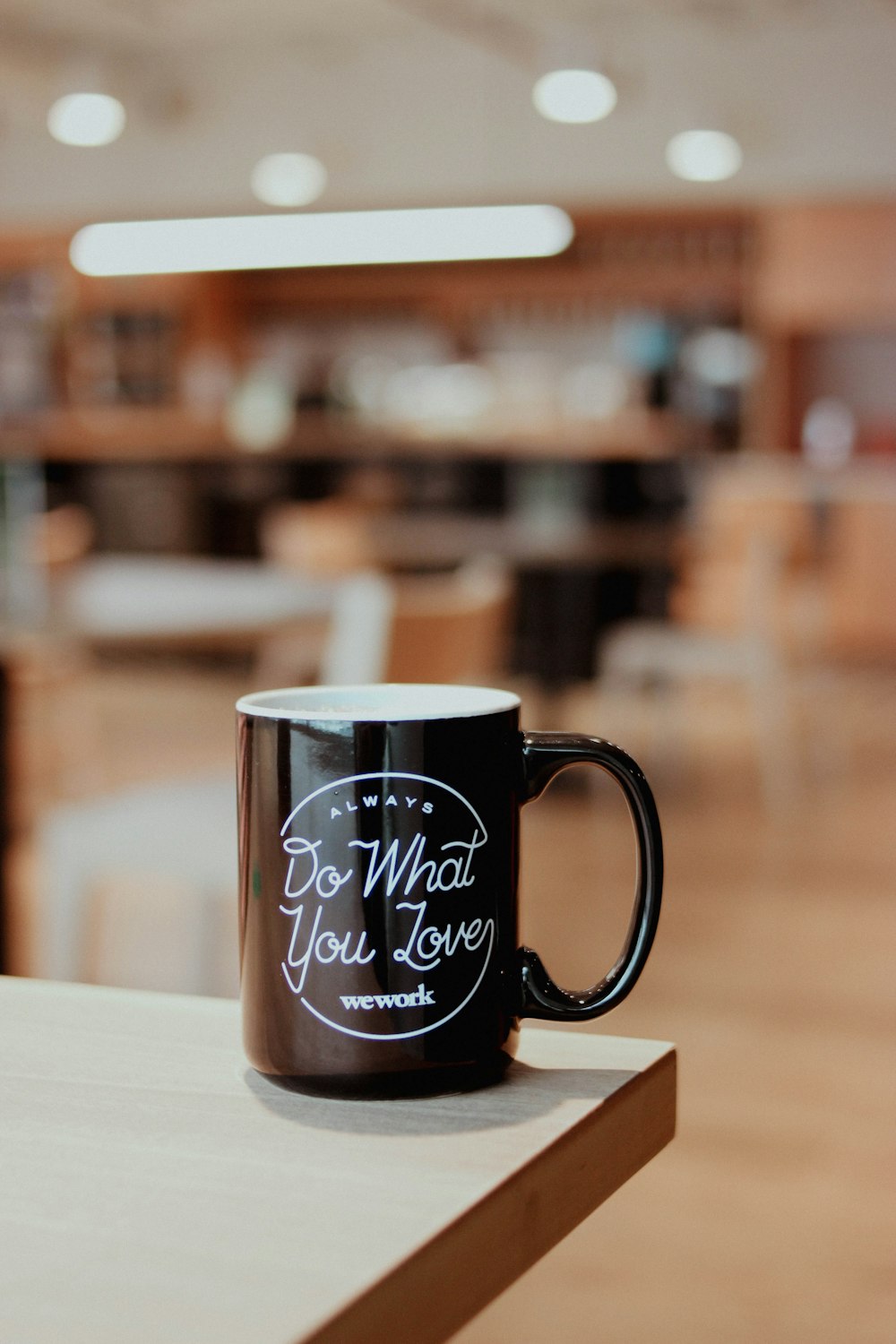 a coffee cup on a table