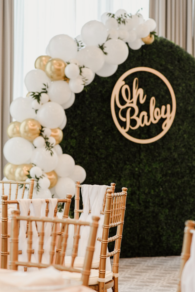 Elegante babyshower opstelling