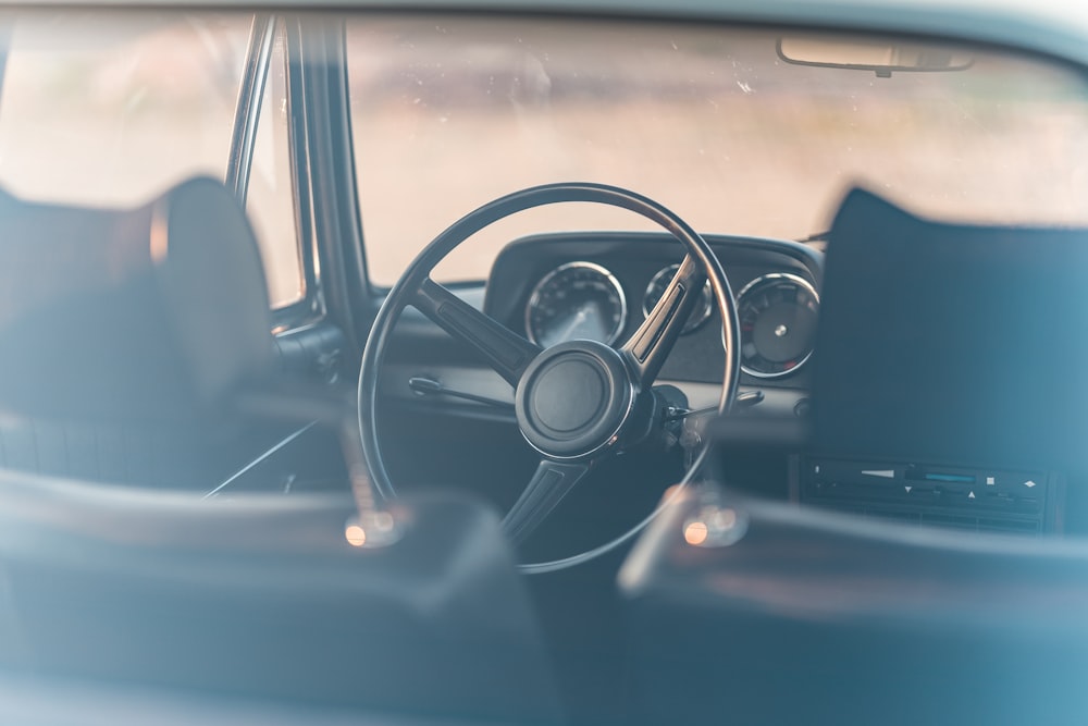 a car with a steering wheel