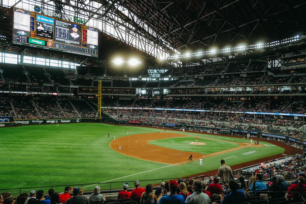 a baseball stadium with a full crowd