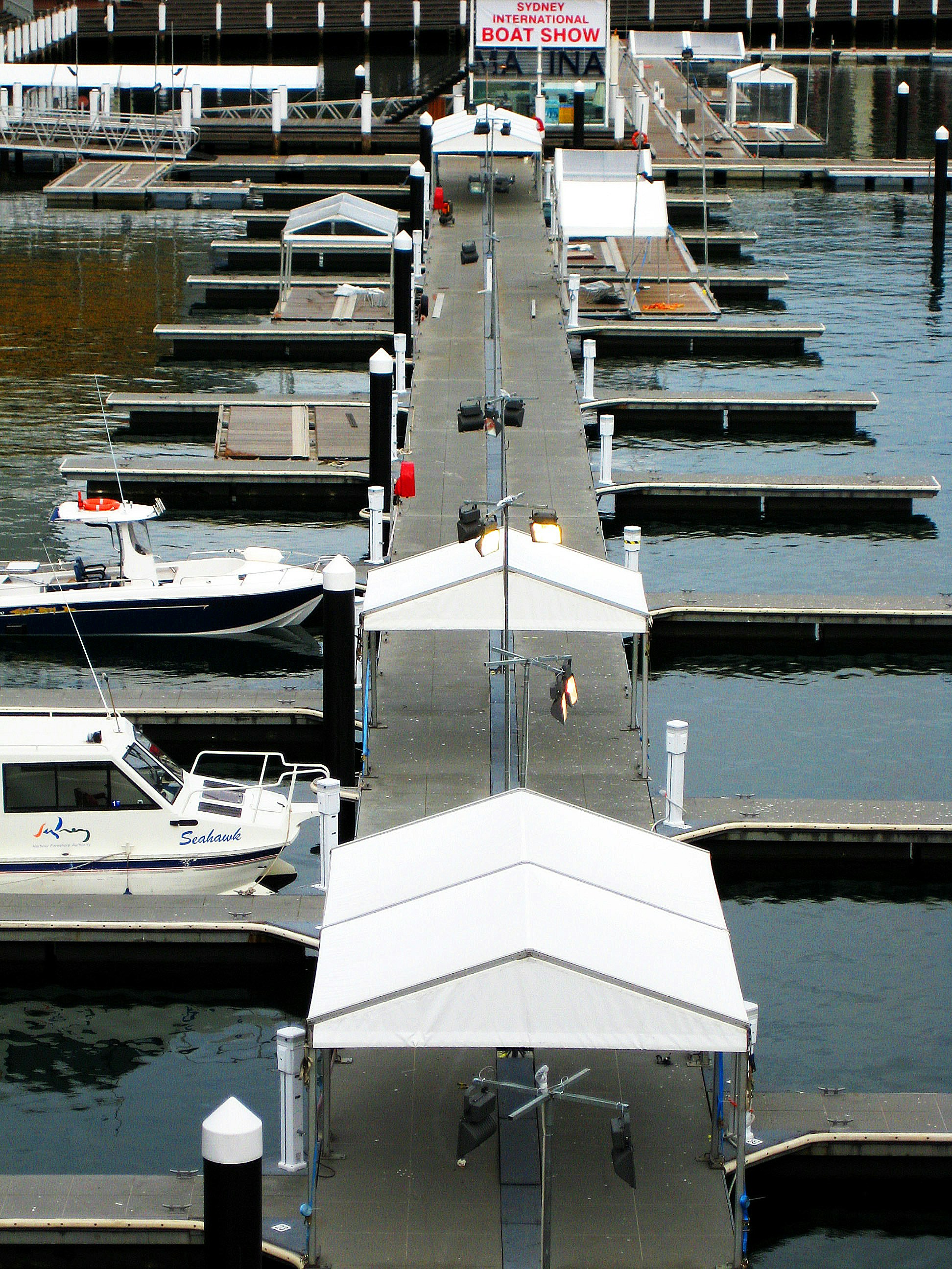 a group of boats in a harbor