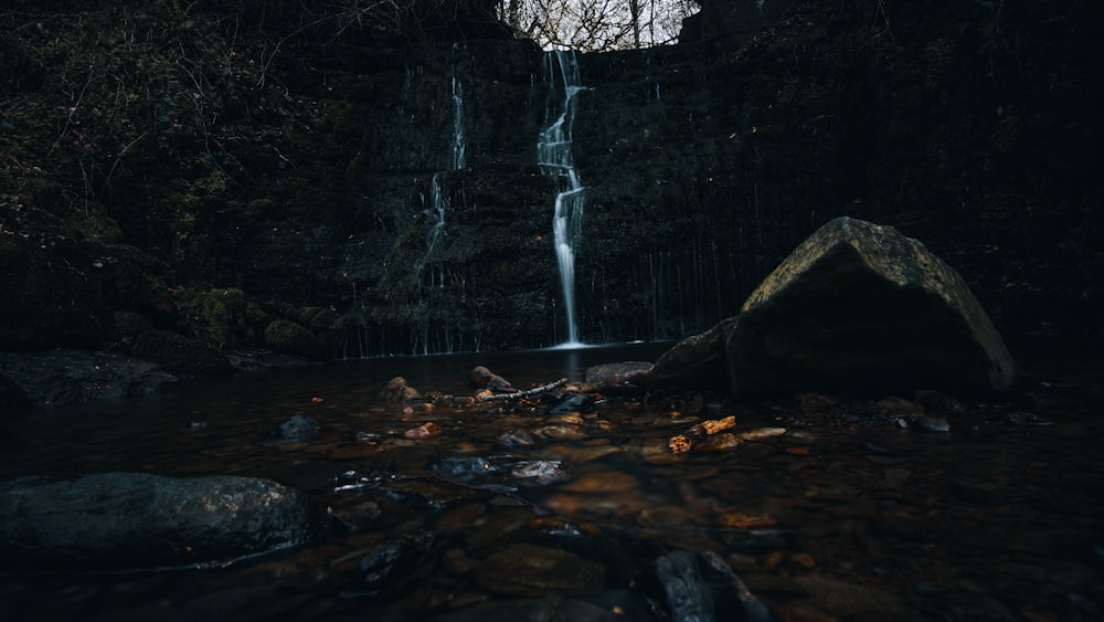 a waterfall over rocks