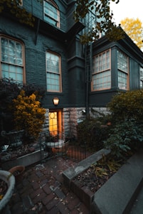 a house with a brick driveway