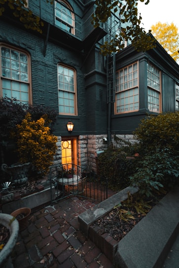 a house with a brick driveway