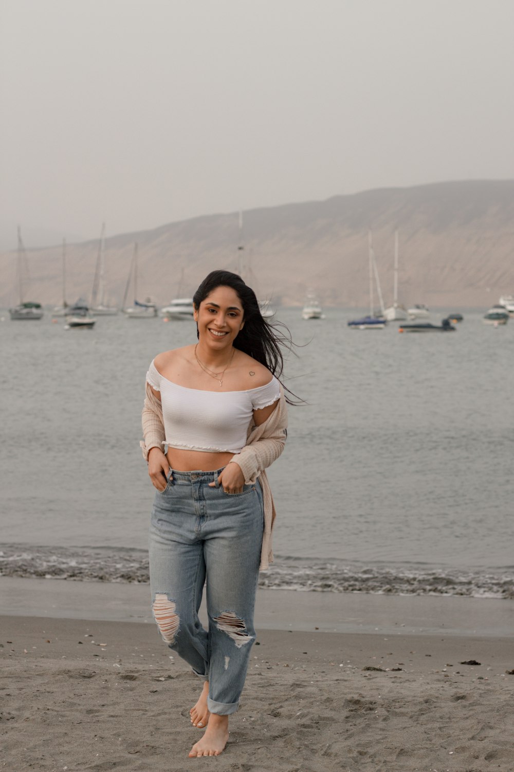 a person standing on a beach