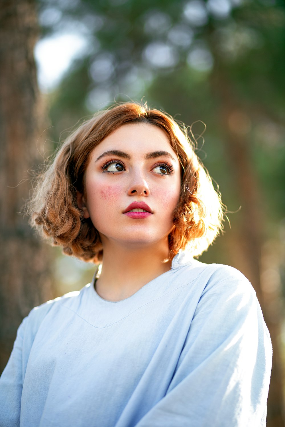 a person with curly hair