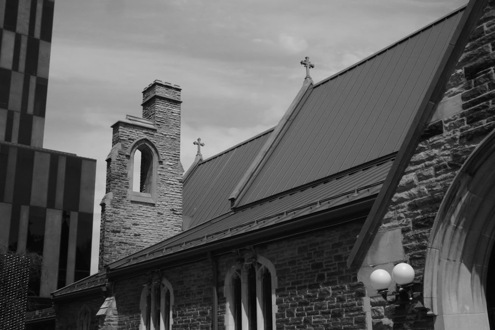 a brick building with a tower