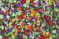 A vibrant spread of chopped fresh vegetables ready for a hearty stir-fry.