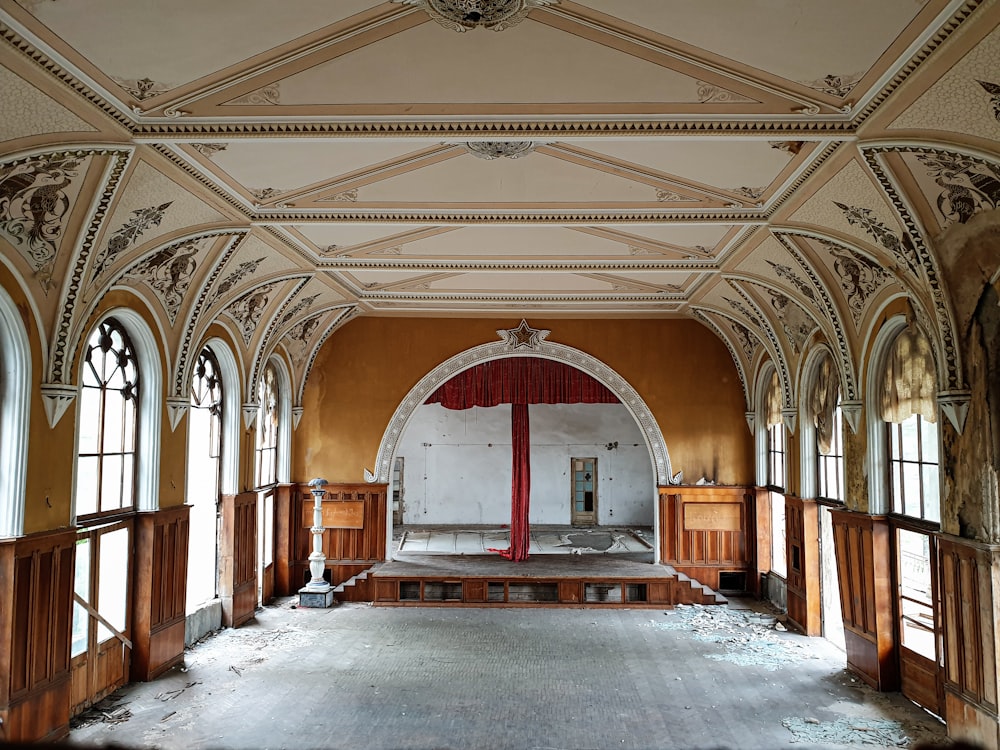 a large room with a large arched ceiling