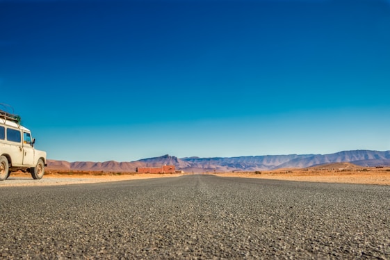 a truck parked on a road