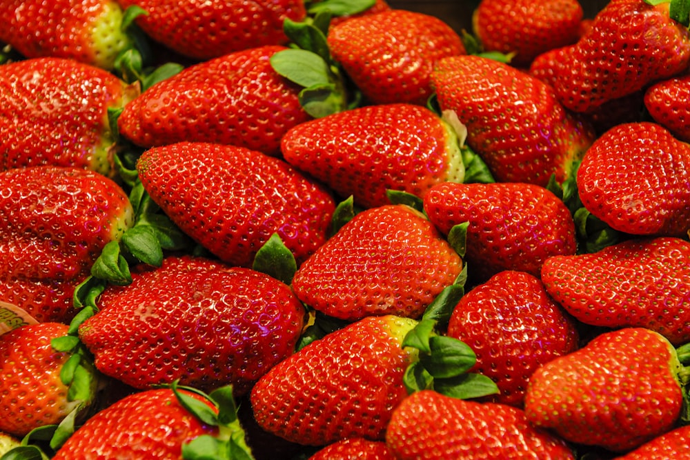 a pile of strawberries