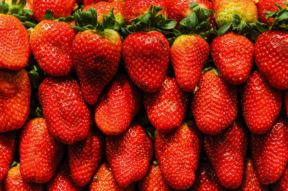 a pile of strawberries