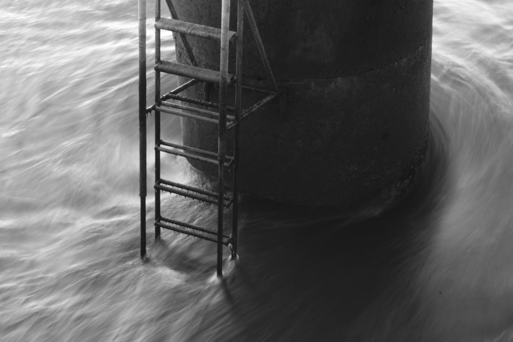 a ladder leaning against a wall