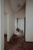 Trash and clutter neatly removed from a hallway, revealing a clear and safe pathway.
