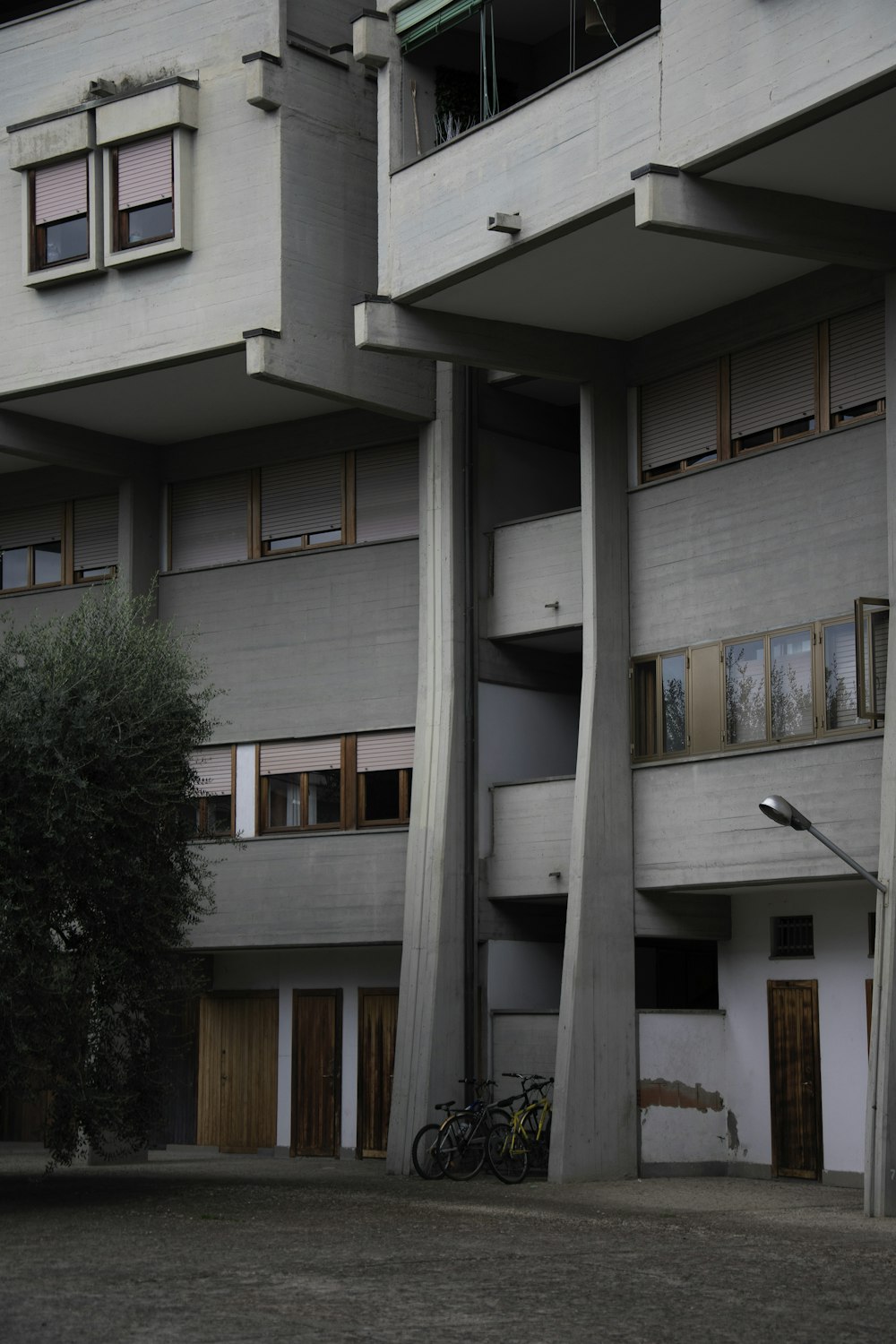 a building with a bike rack