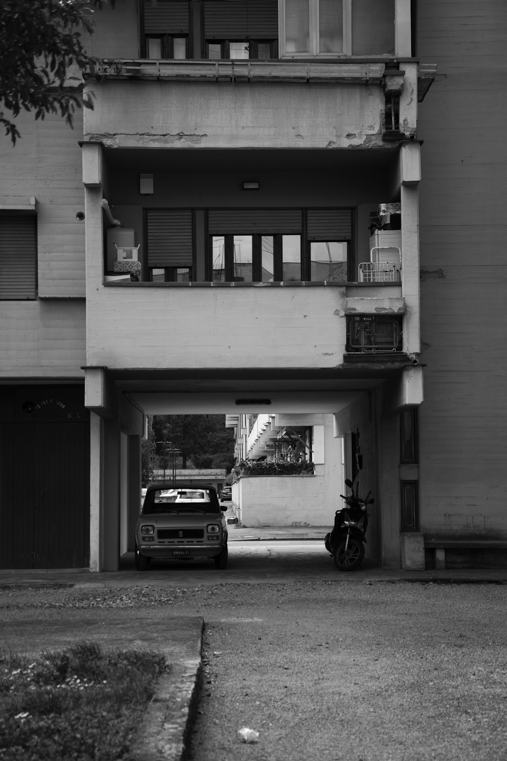 a car parked in front of a building