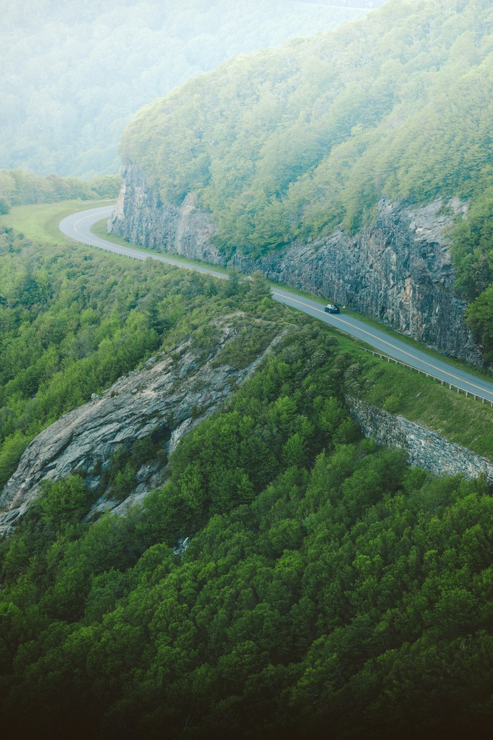 a road going through a valley