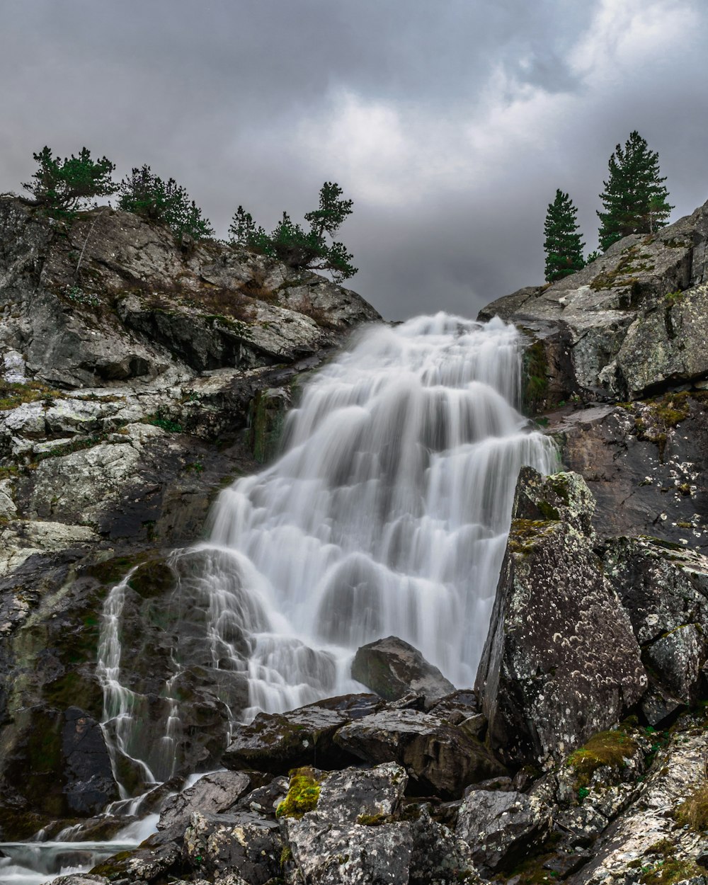 a waterfall over rocks