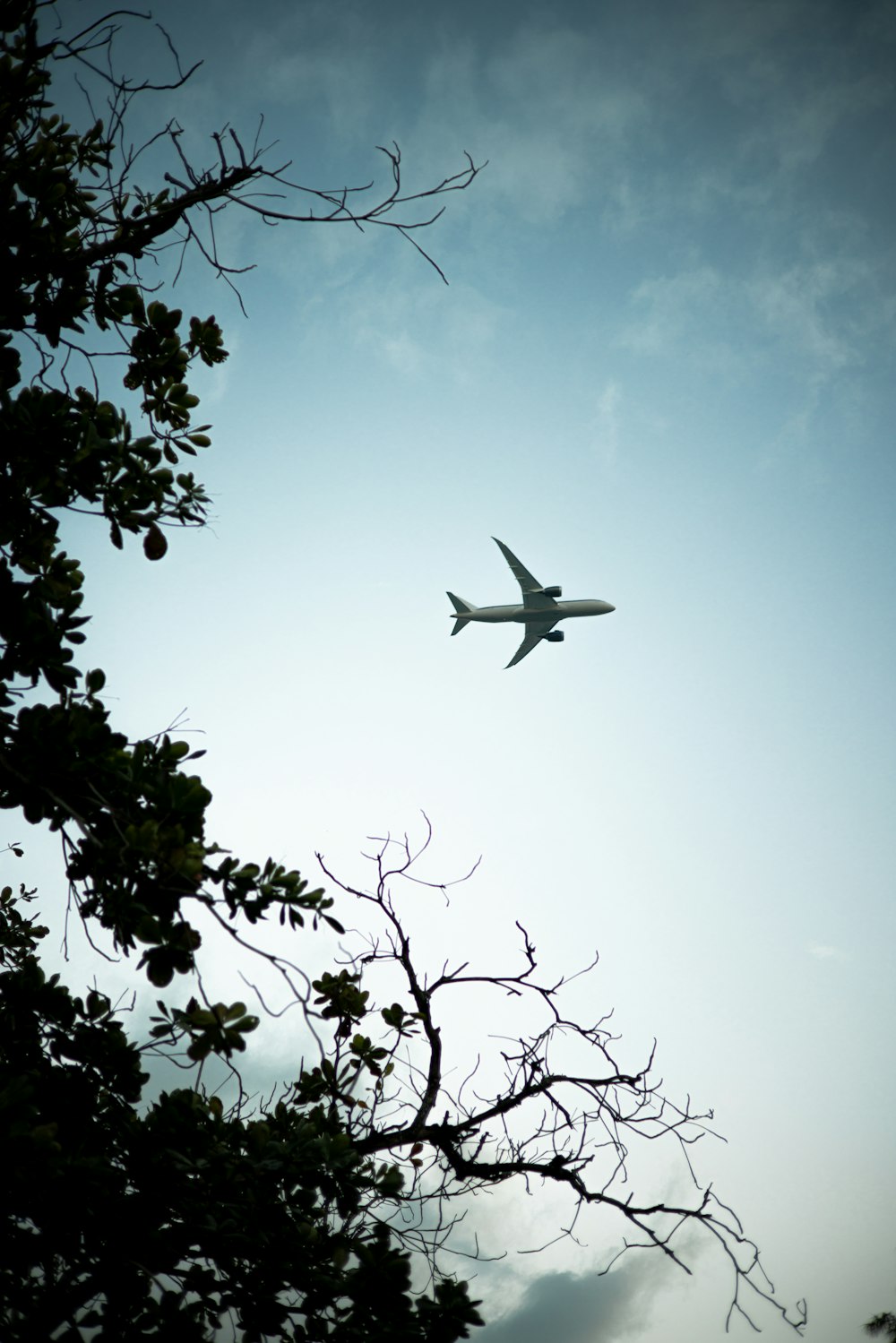 Un avión volando en el cielo