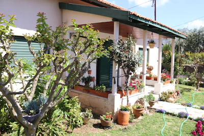 Front view of a charming sober living house with a welcoming porch and well-kept garden.