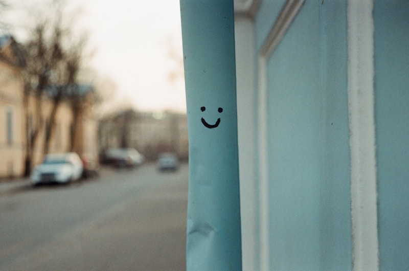 a window with a face drawn on it